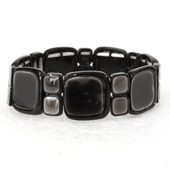 Bracelet fantaisie carrés tons gris-noirs
