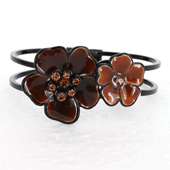 Bracelet fantaisie fleurs marron/orangée